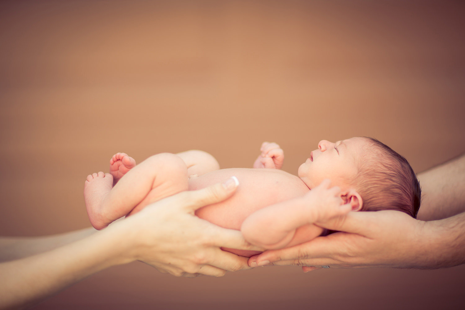 san diego newborn photography | parents holding newborn up with their hands