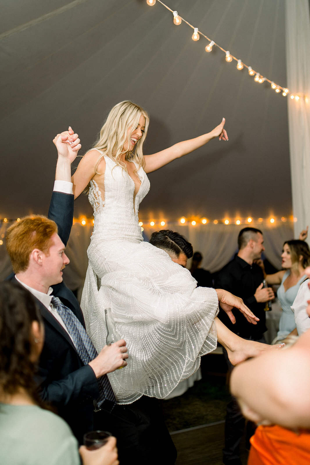 Bride Celebrating at Luxury Beach Wedding Reception, Dolphin Bay Resort, Pismo Beach