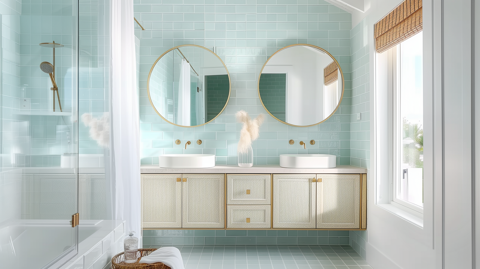 Modern coastal bathroom design. Cape Charles kitchen and bath designer.