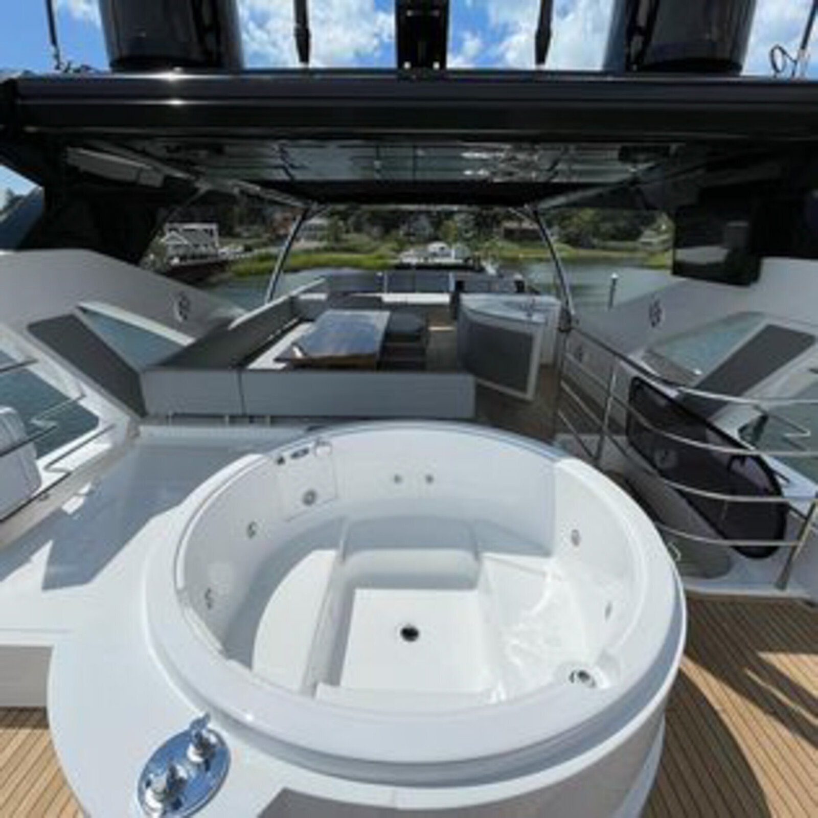 Luxurious yacht jacuzzi and lounge area
