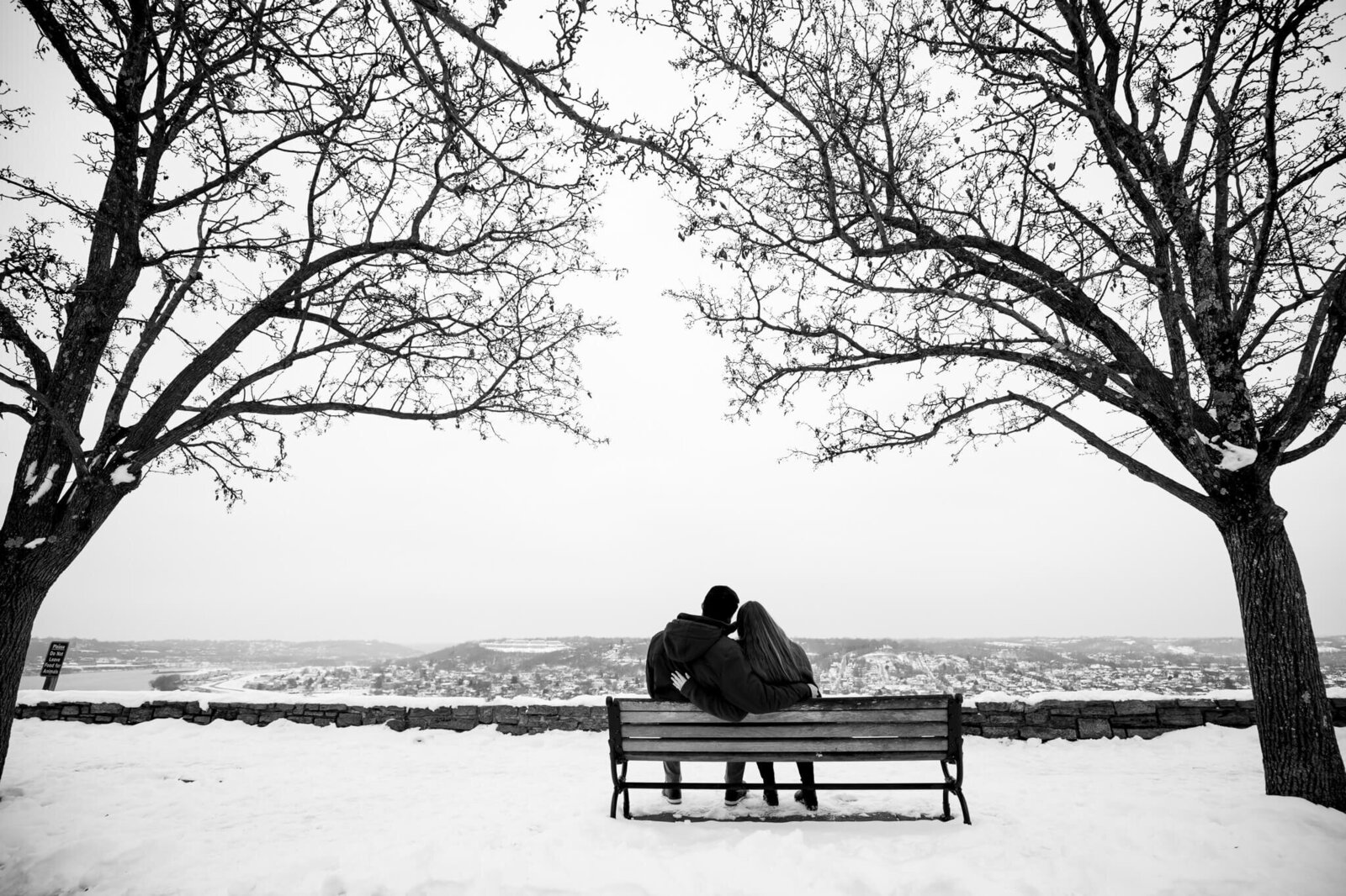 snowy-engagement-session-eden-park-cincinnati-bench