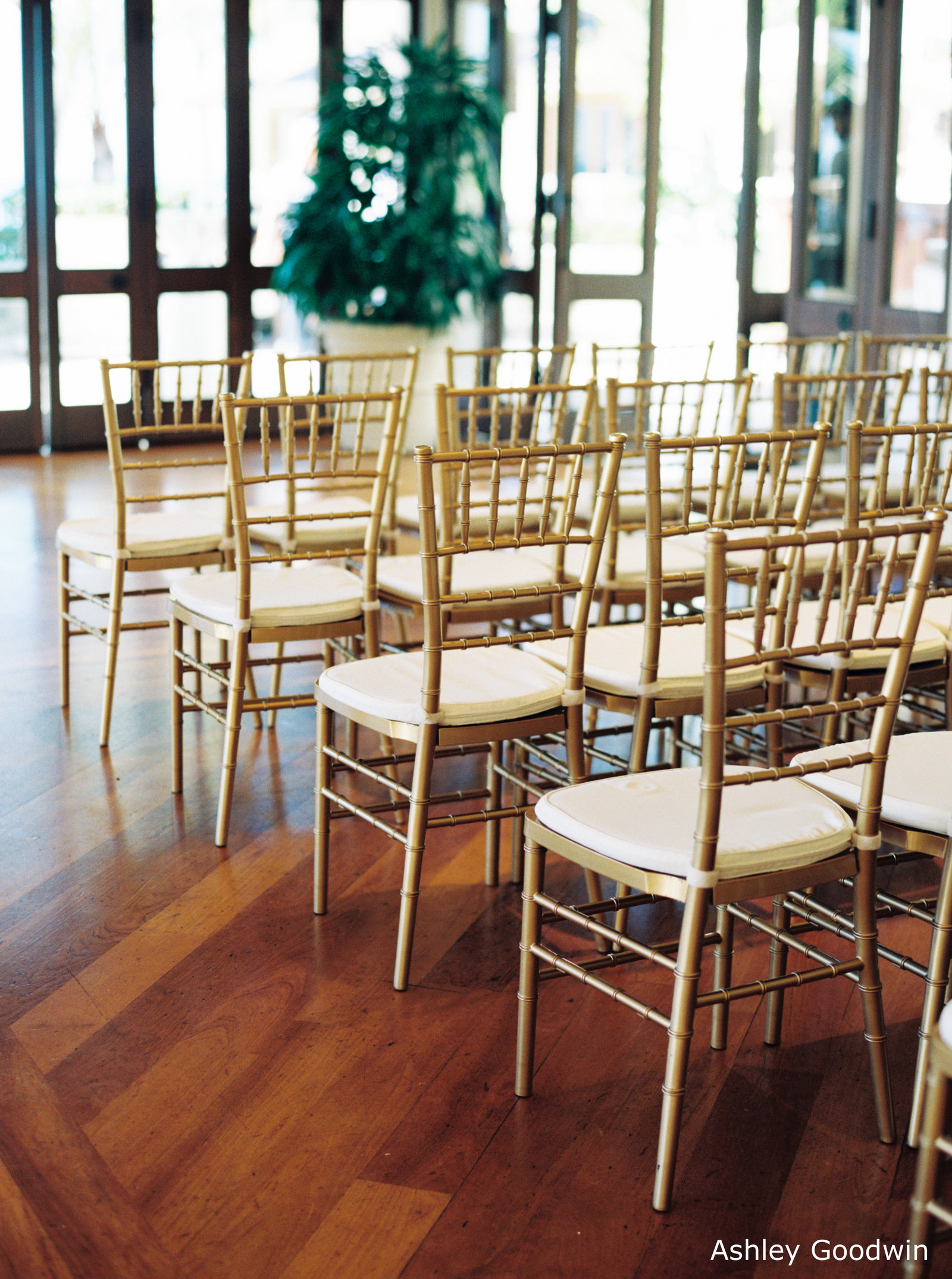 WM Halekulani Hau Terrace gold chiavari chairs