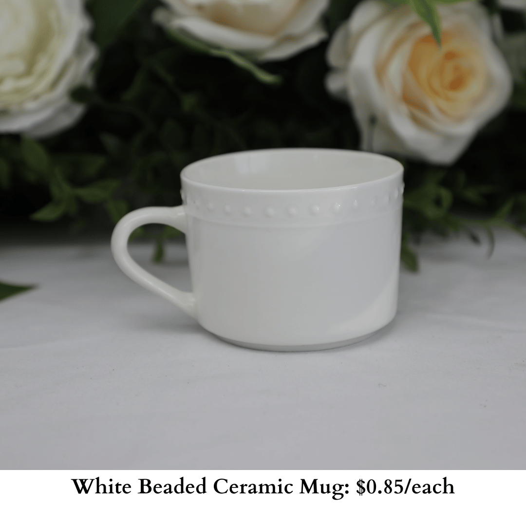 White Beaded Ceramic Mug-417