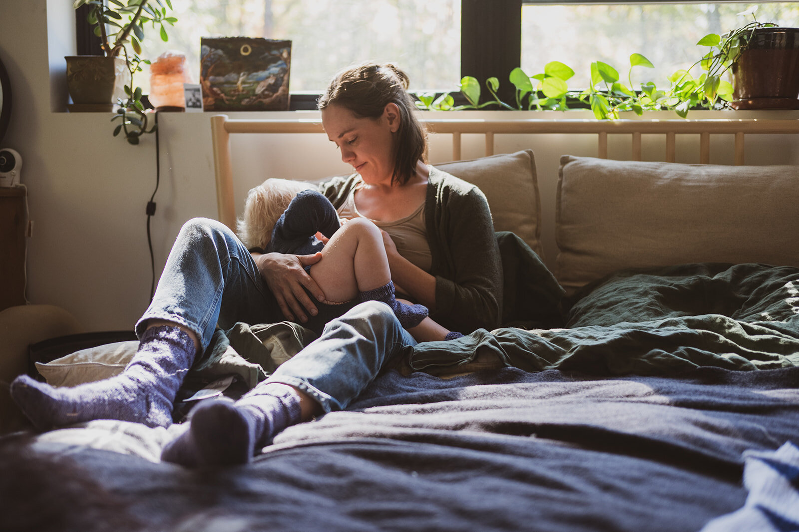 A bedtime story photo great barrington captured in a documentary-style family photography session.