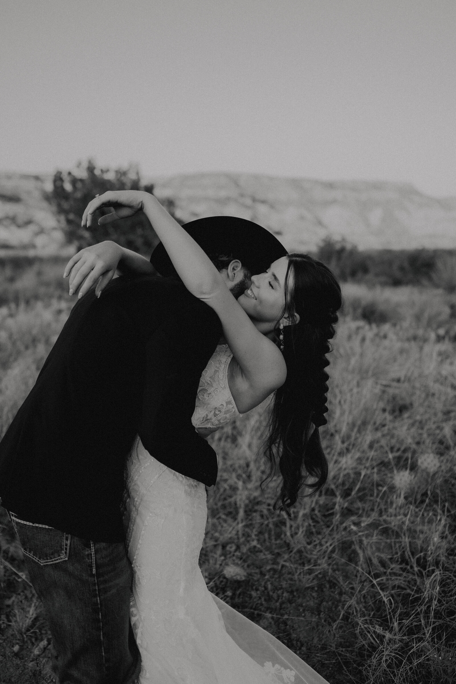 close up intimate photo of couple at their ranch wedding