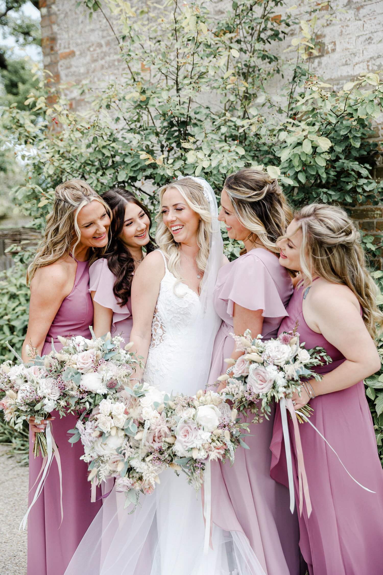 Tewin-Bury-Farm-wedding-pink-bridesmaids-dresses