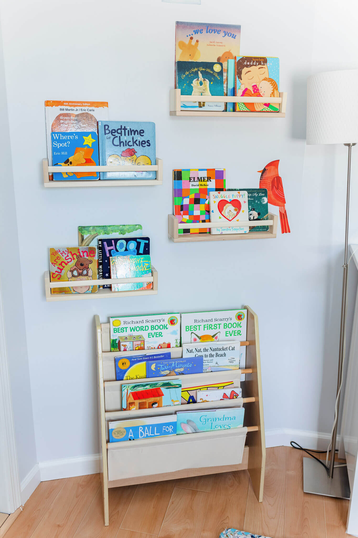 Bookshelves in the nursery.