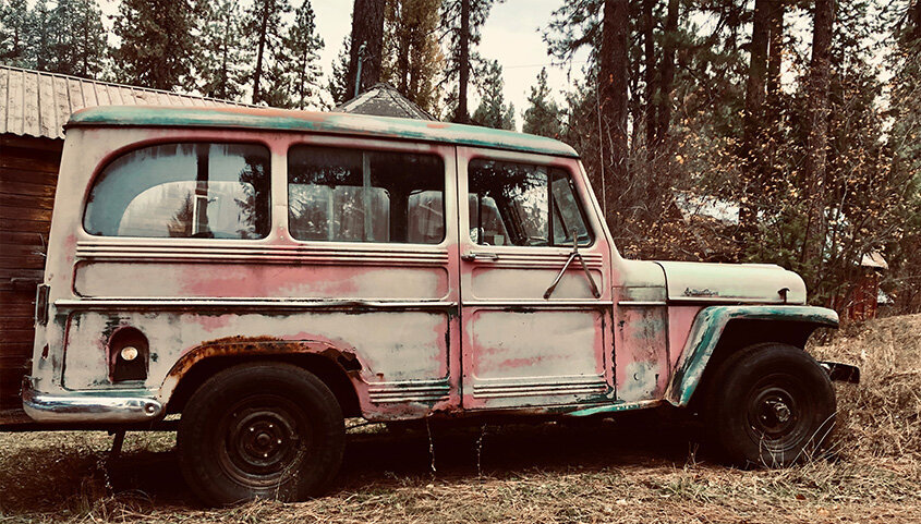 old pink car