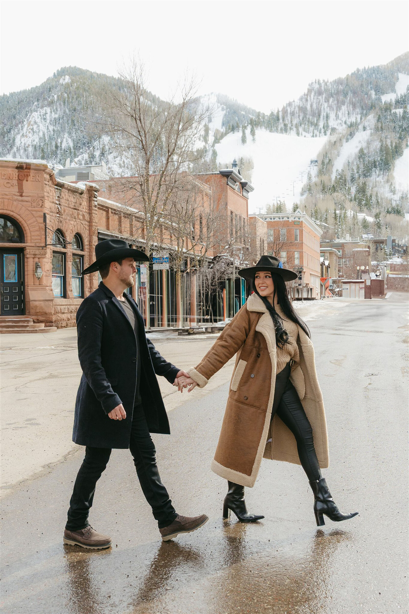 Aspen mountain town engagement photography
