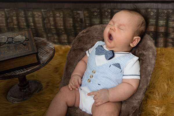 East Brunswick NJ Baby Photographer 100 Days Yawning