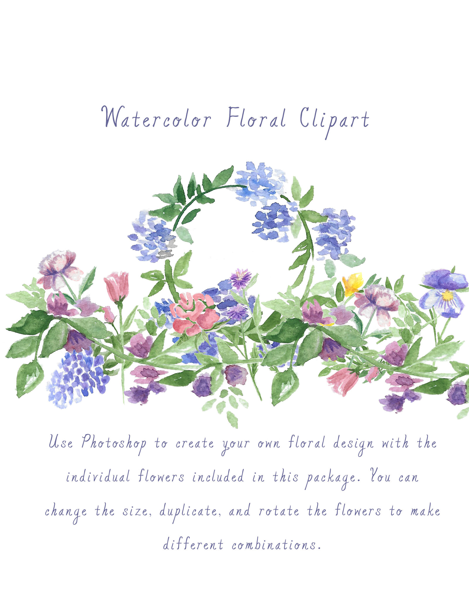 Watercolor Floral Clipart All Images Combined