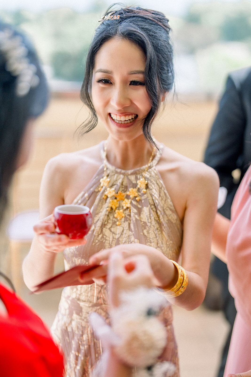 Bride during an elegant tea ceremony at Filoli Wedding