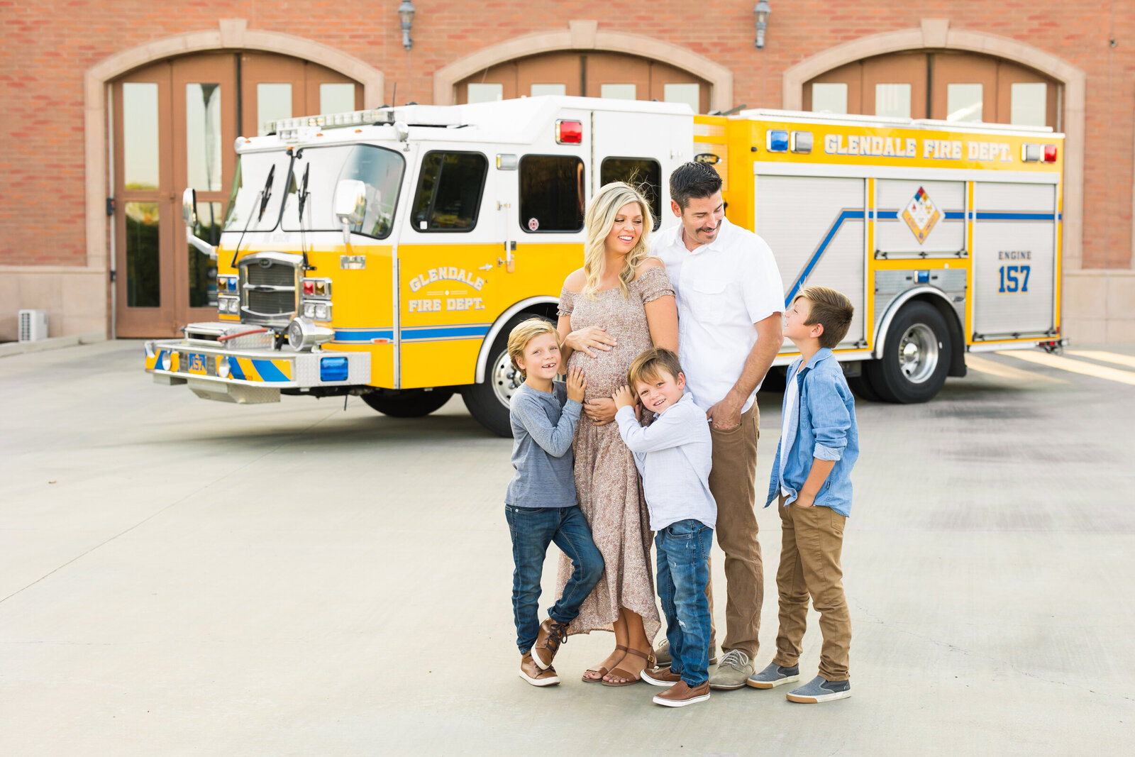 fire station maternity family photo
