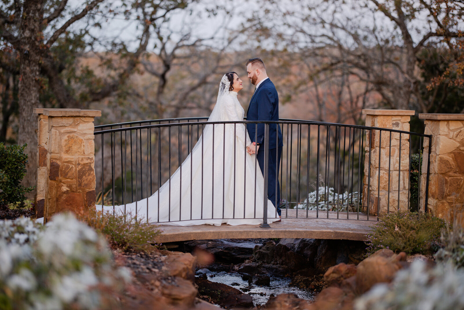 Romantic setting photography for bride and groom