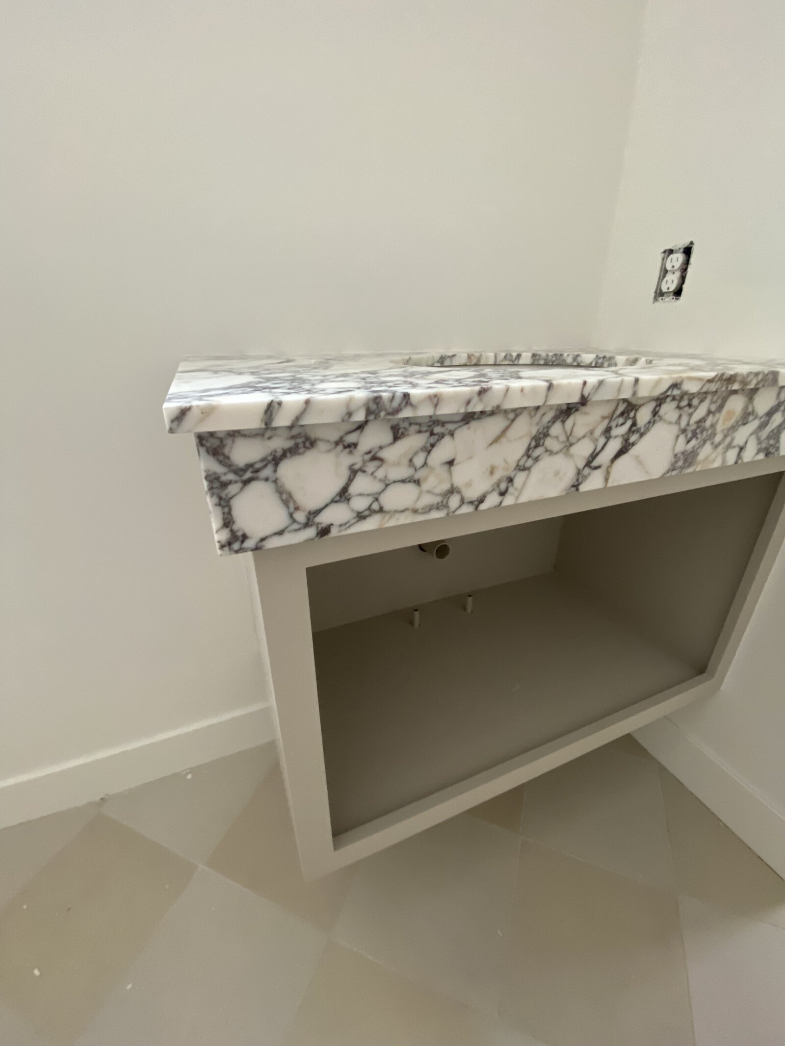 bathroom vanity marble top under construction