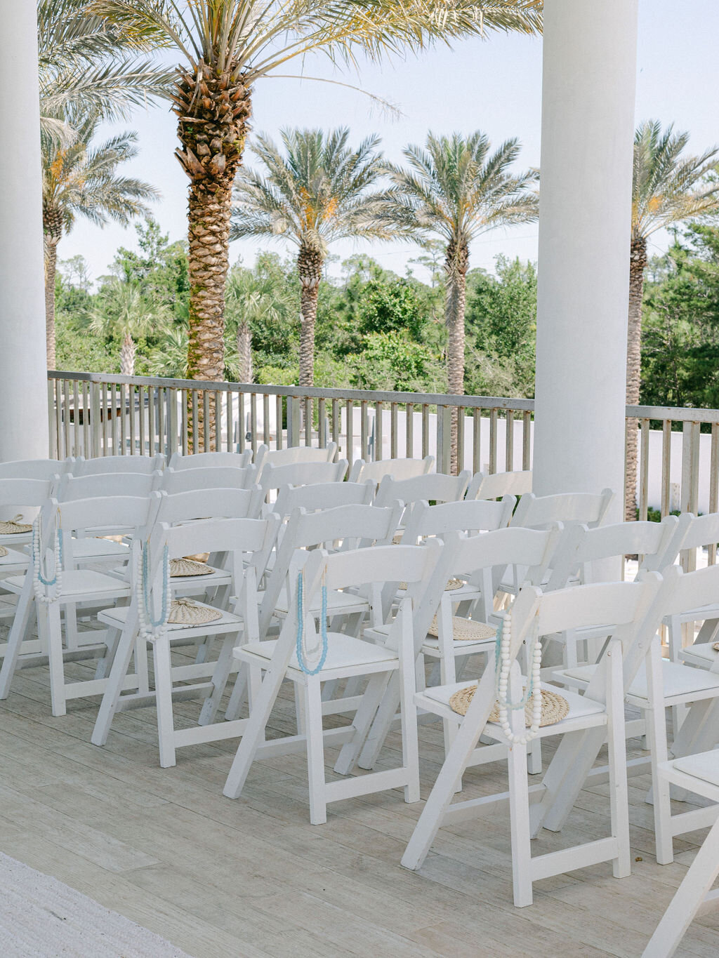Wedding ceremony chairs at Rosemary Beach destination wedding