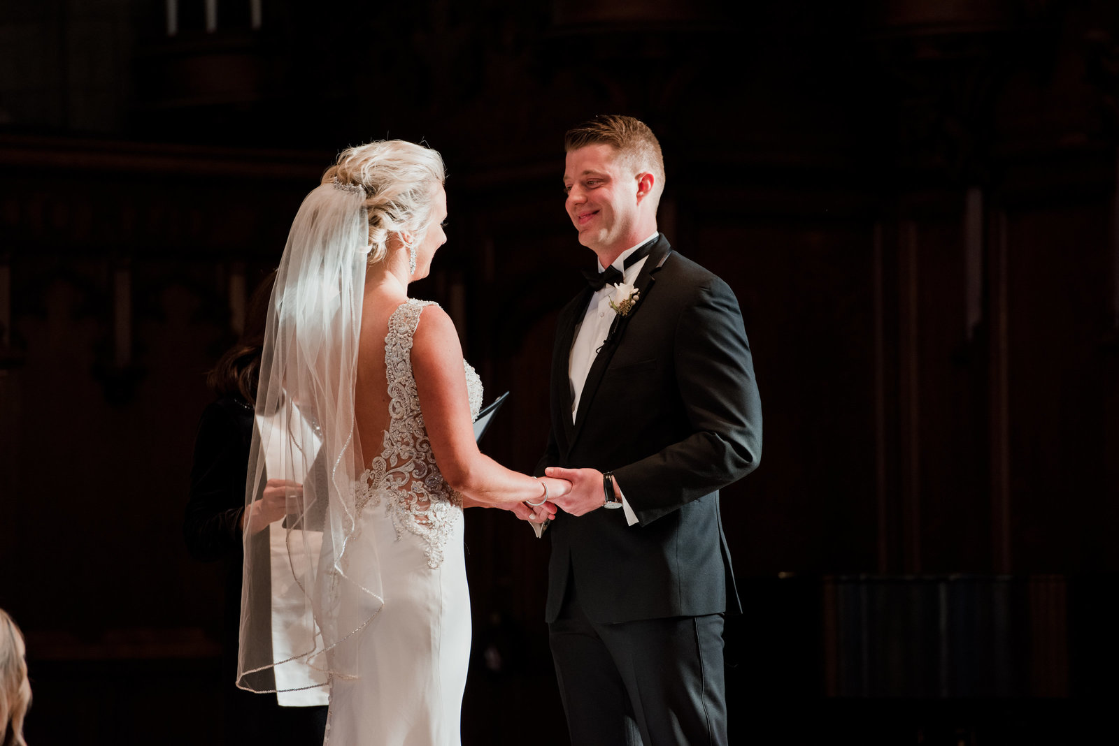 wedding ceremony photos with bride and groom