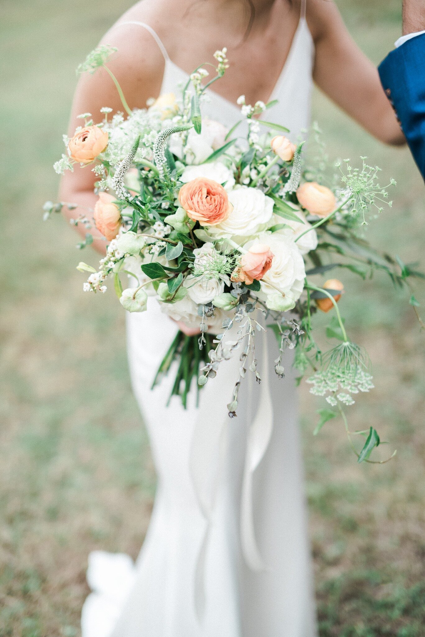 Wedding peach white bouquet