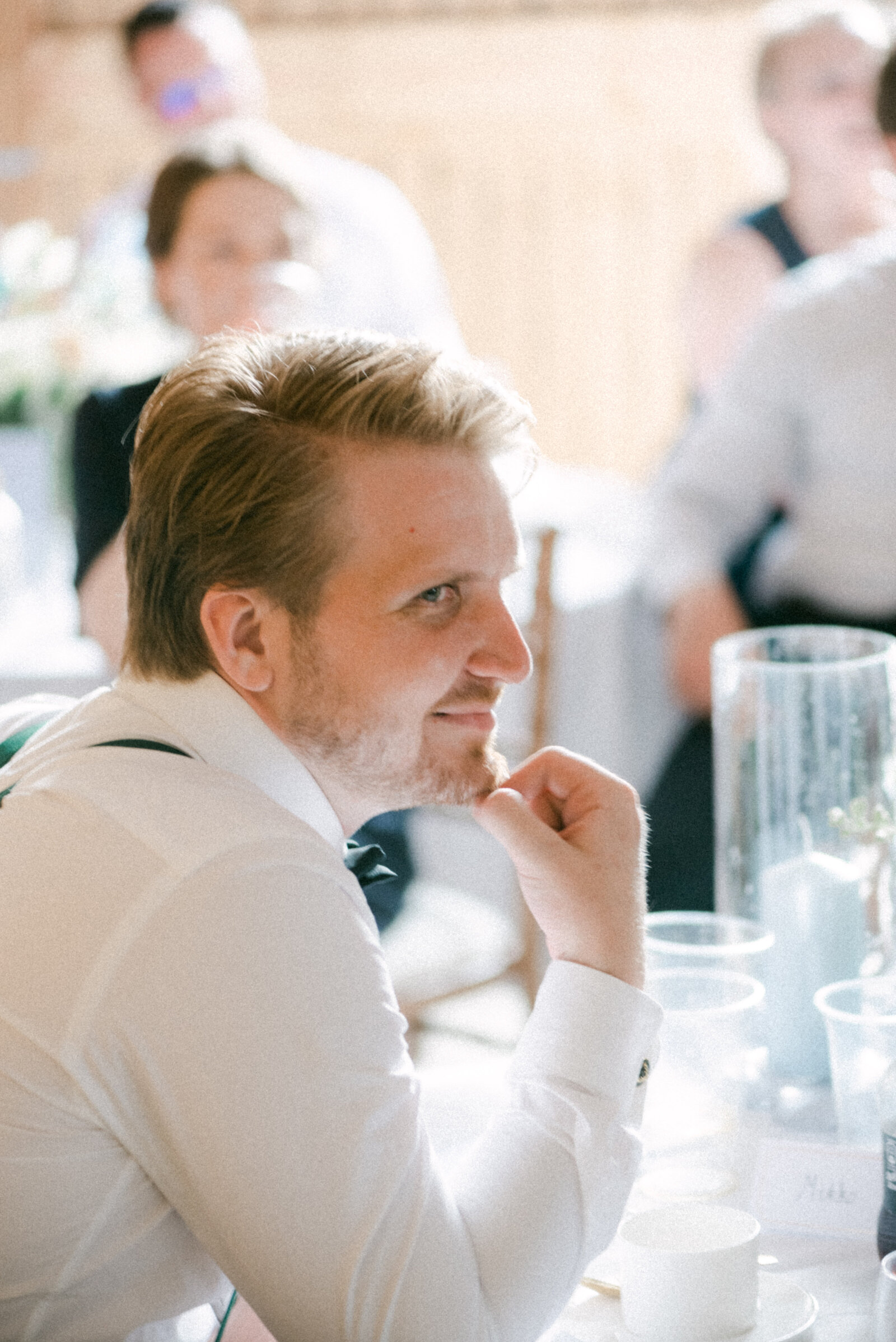 A groom at the wedding photographed by wedding photographer Hannika Gabrielsson.
