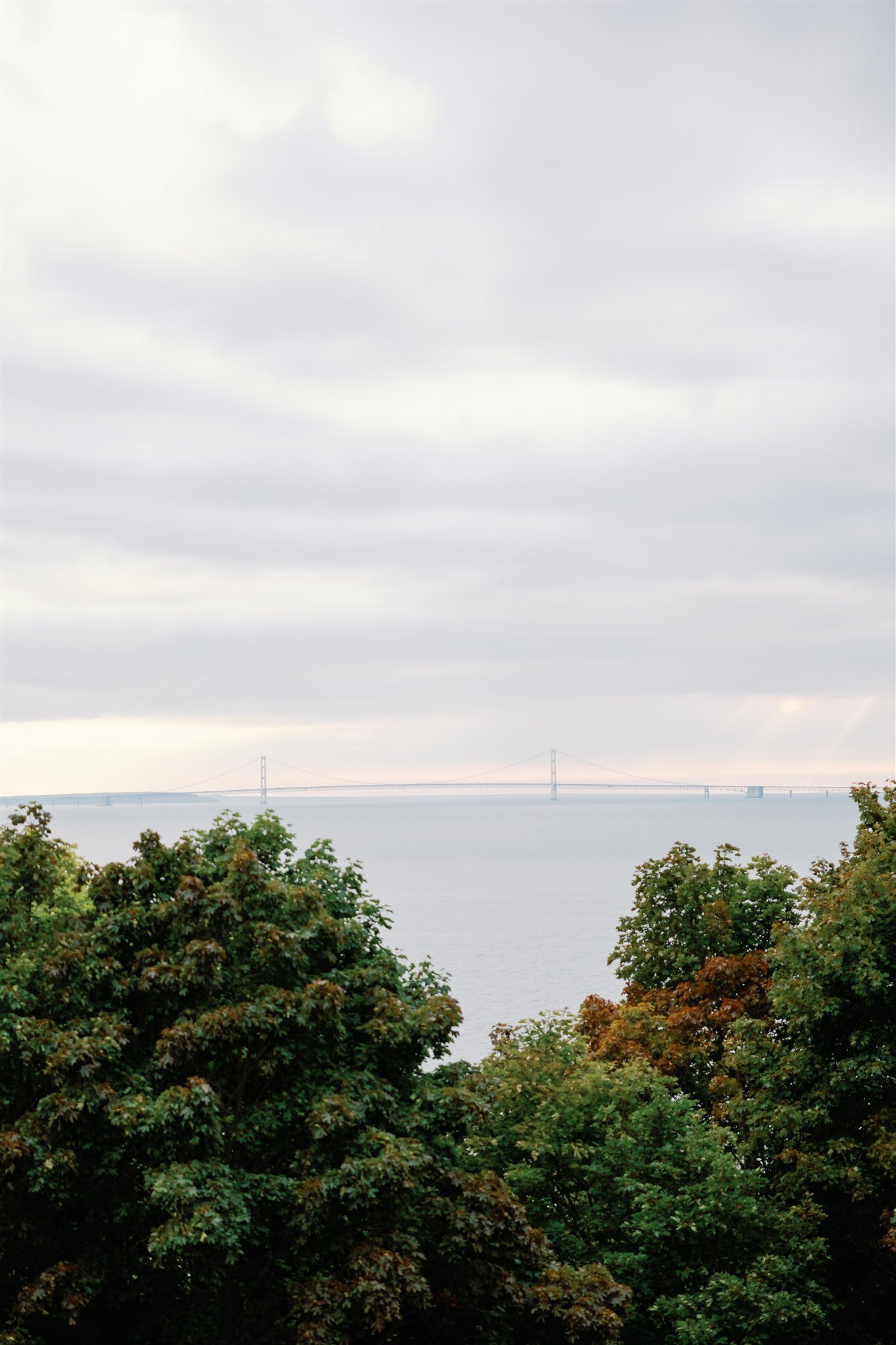 Beautiful view of the Mackinac Bridge at twilight