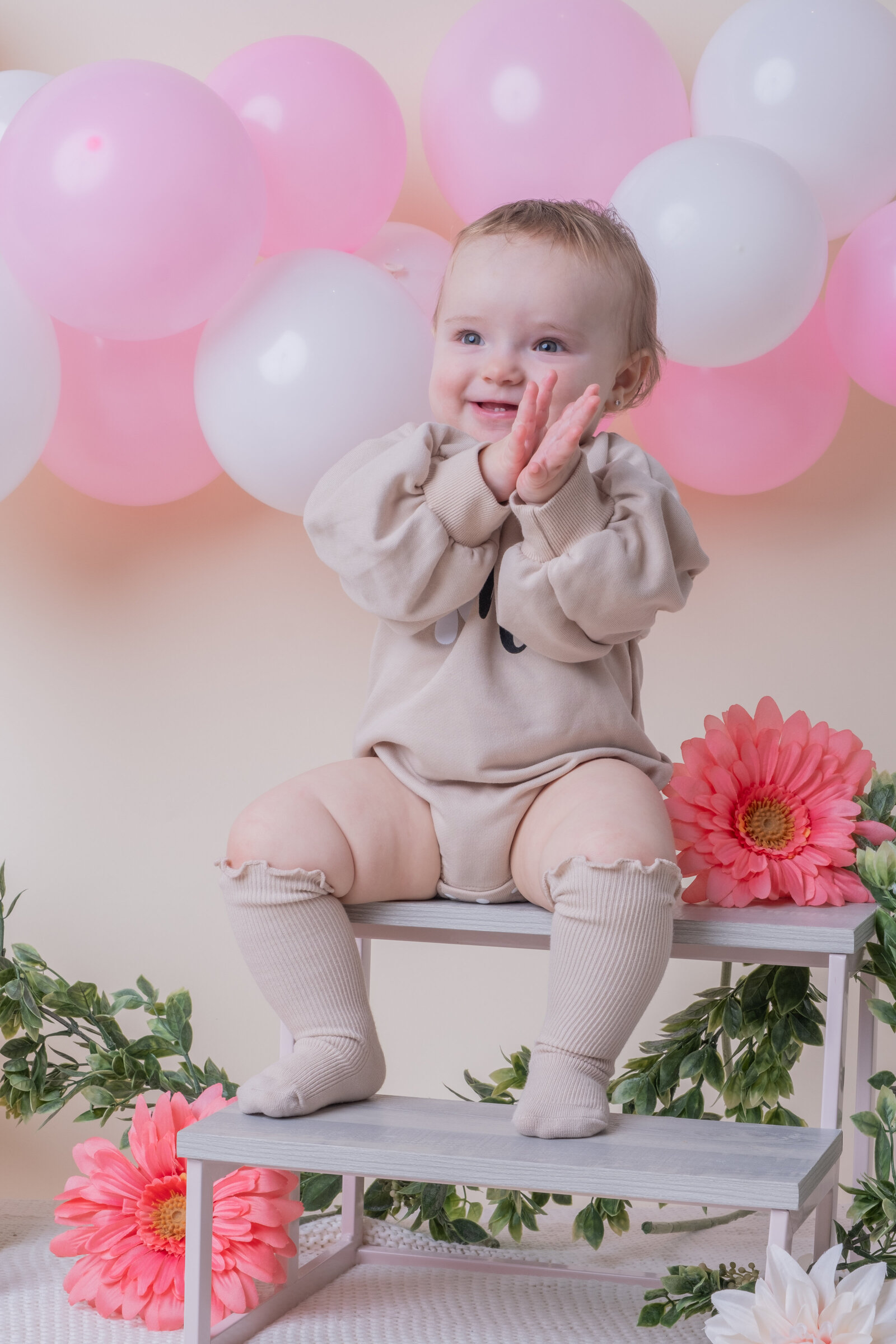 Studio milestone session flowers