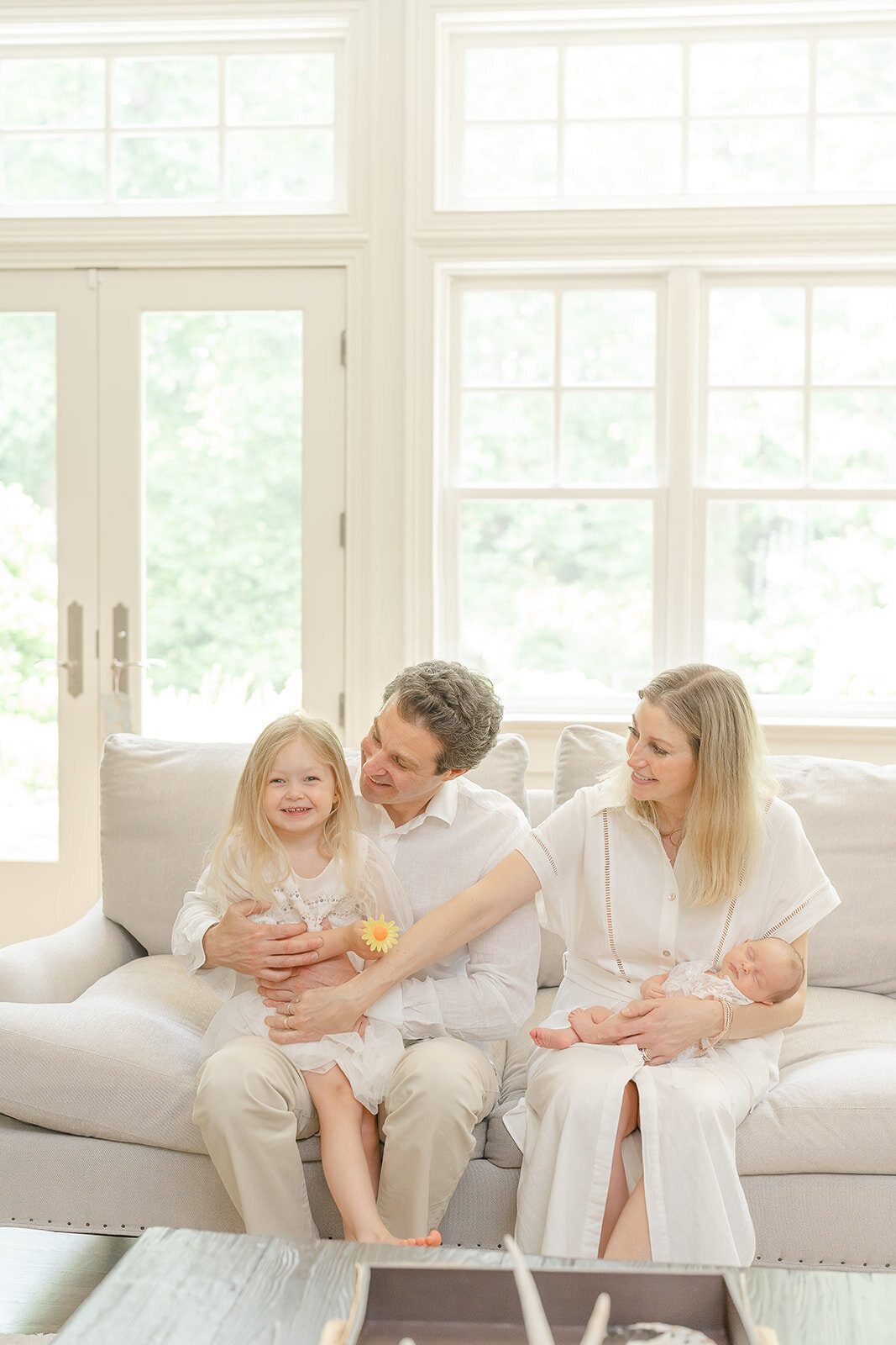 tickle fight during newborn session in Fairfax County, VA