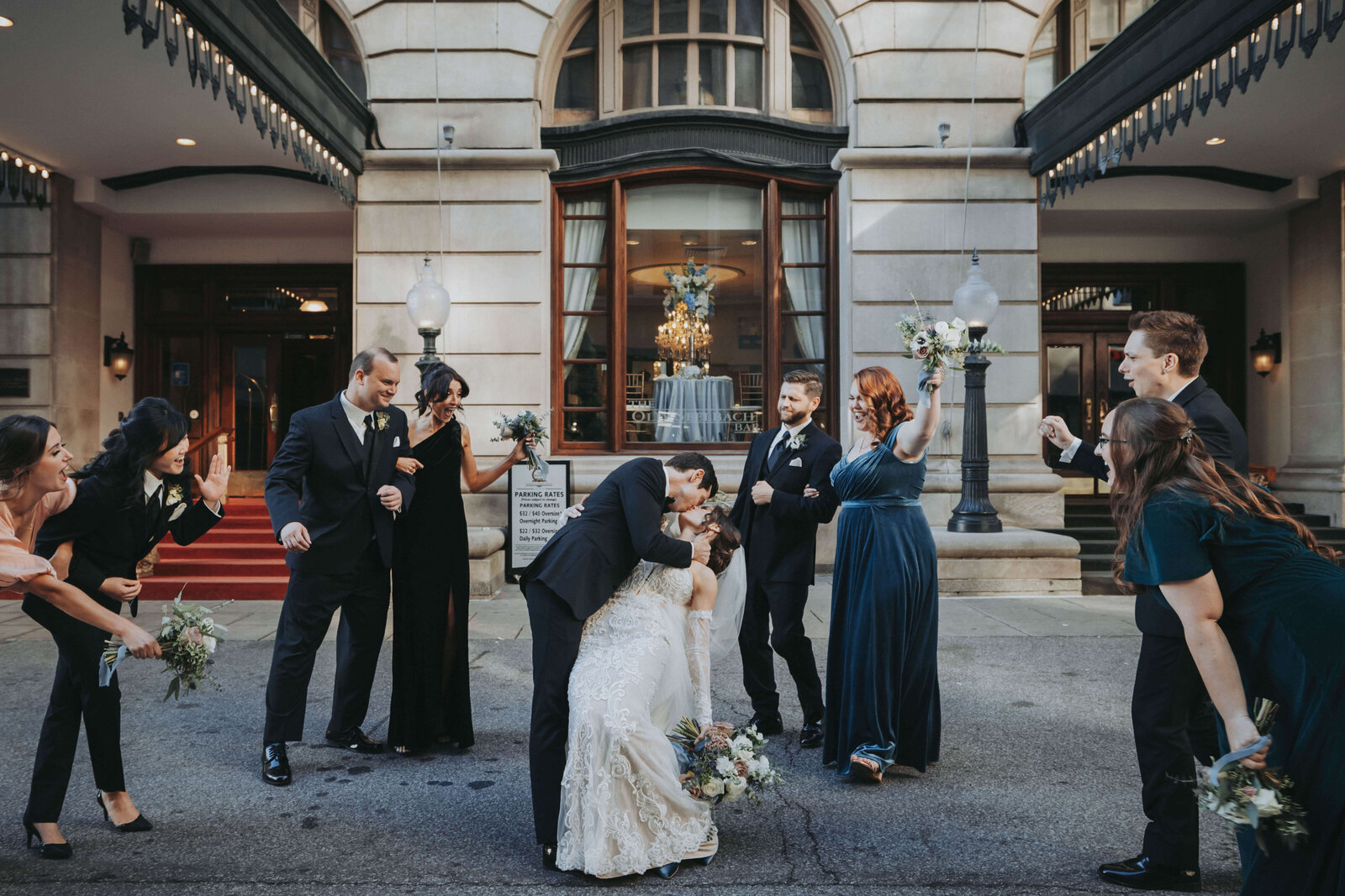 Bridal party photos in the Seelbach Hotel, Louisville