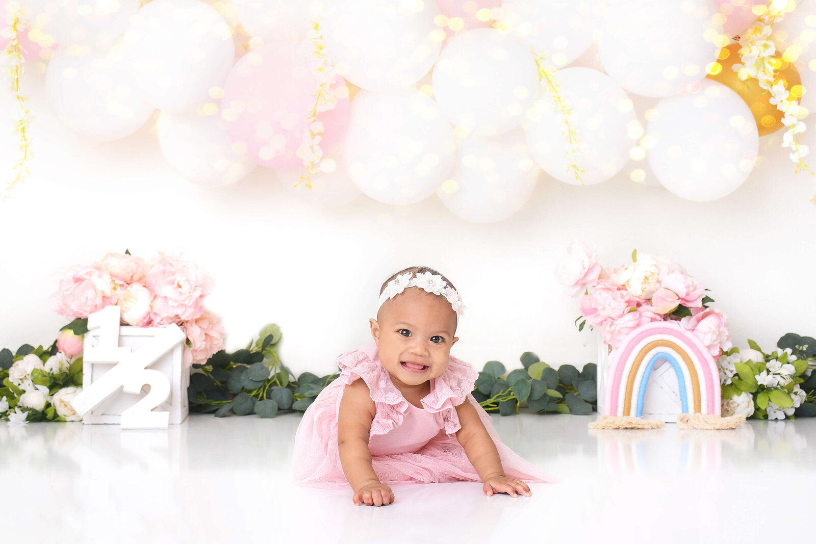 girl at boho half birthday session