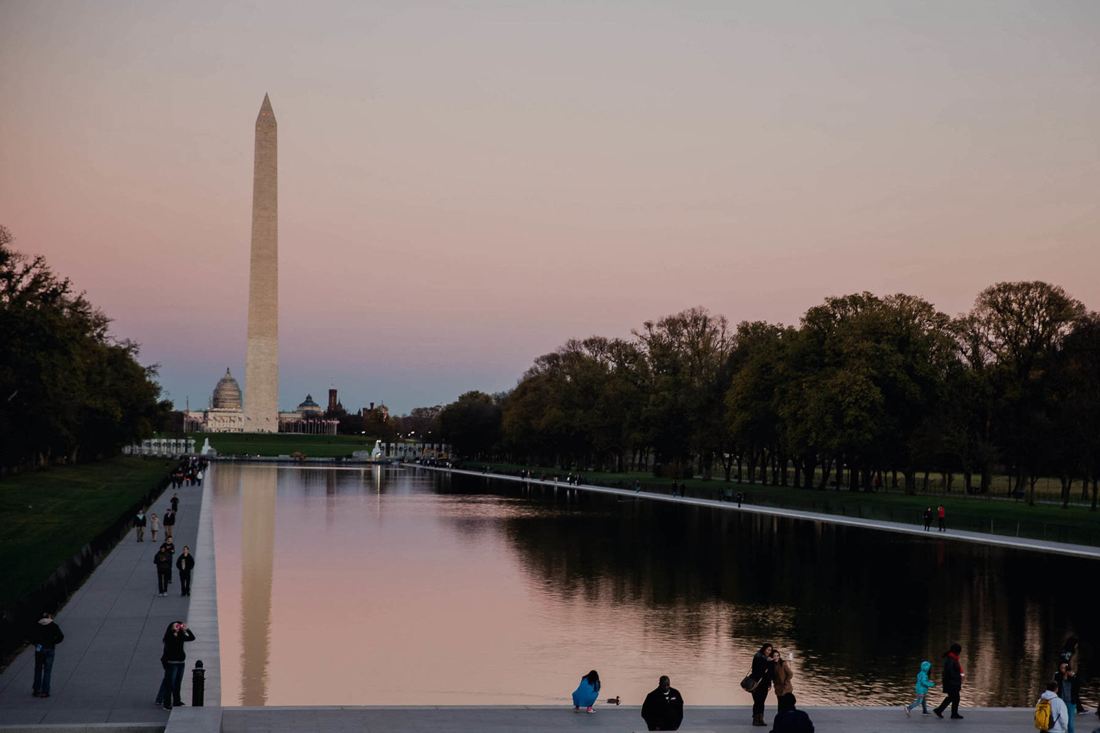 Washington Monument from the view of Lincoln Memorial in Washington, DC