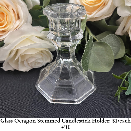 Glass Octagon Stemmed Candlestick Holder-967