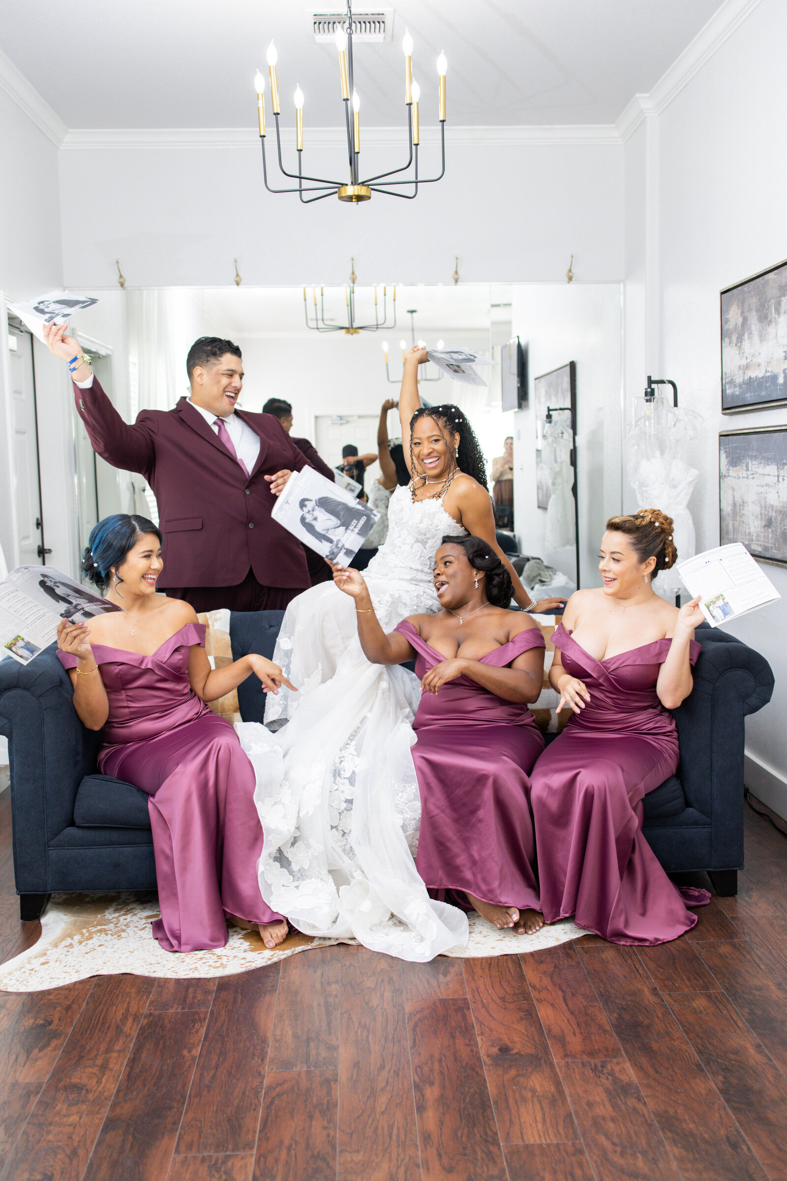 Bridesmaids and bride photoshoot before wedding