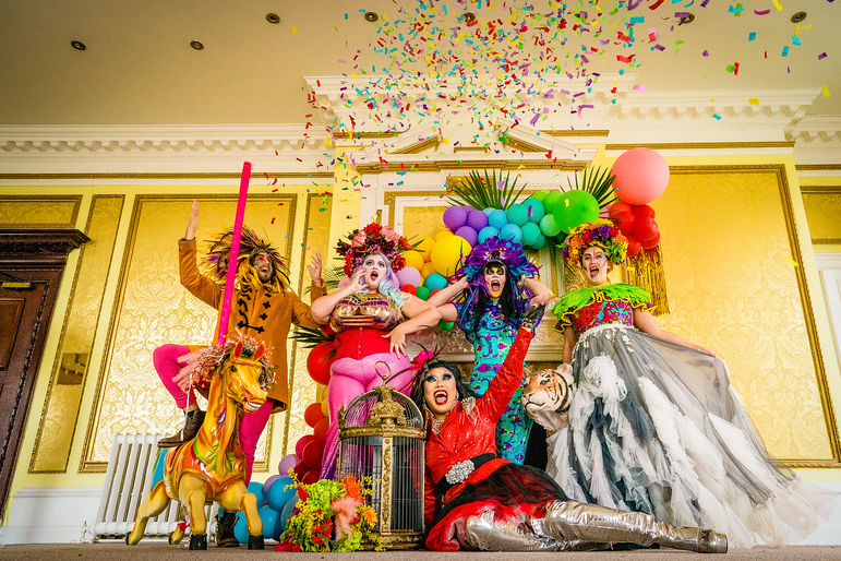 circus wedding hair makeup punk style bright colours