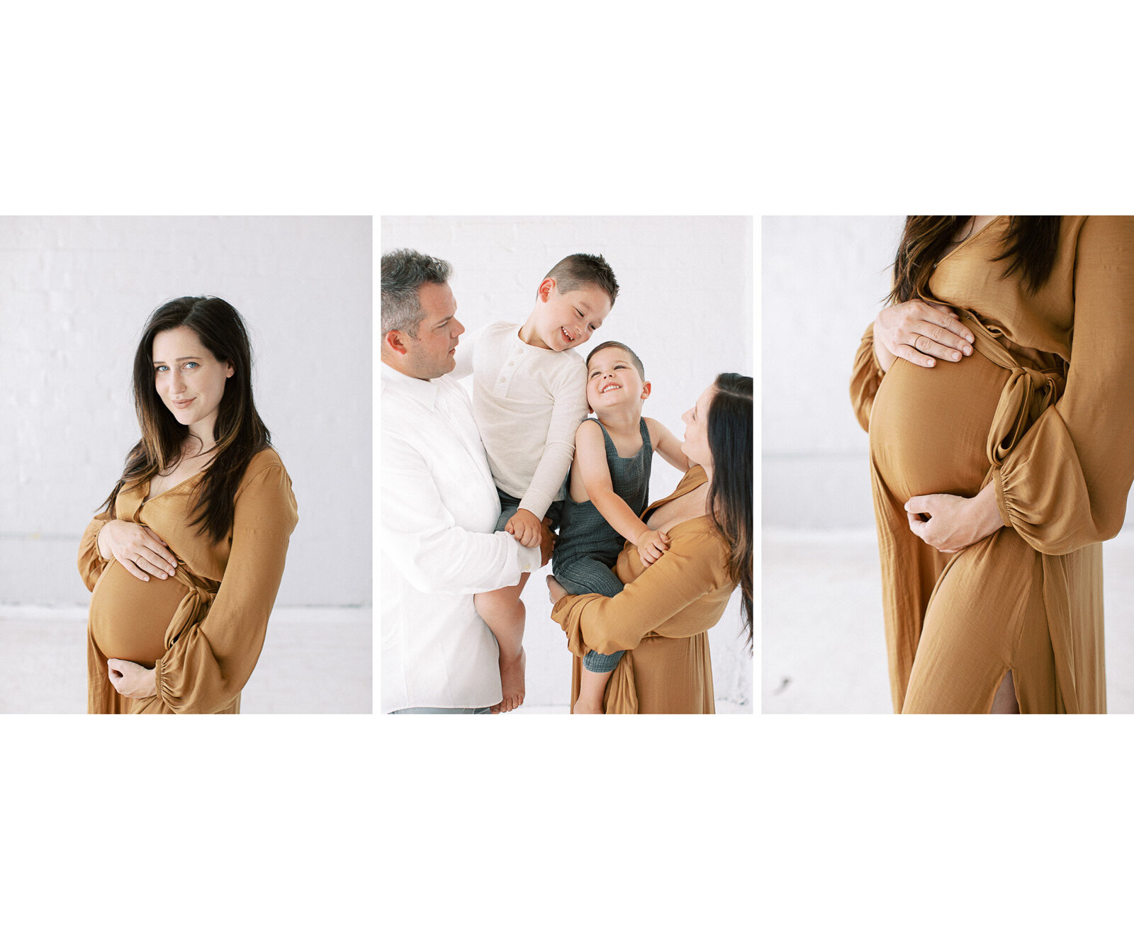 pregnant mother in beautiful dress during a studio maternity session by Milwaukee photographer, Talia Laird Photography