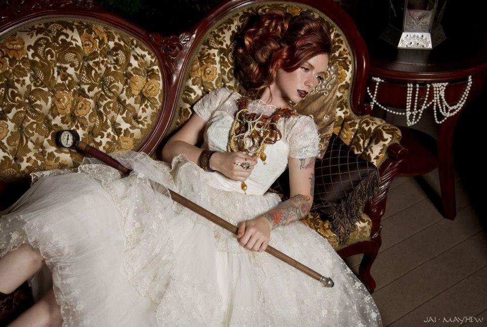 Fashion-model-bridal-gown-steampunk