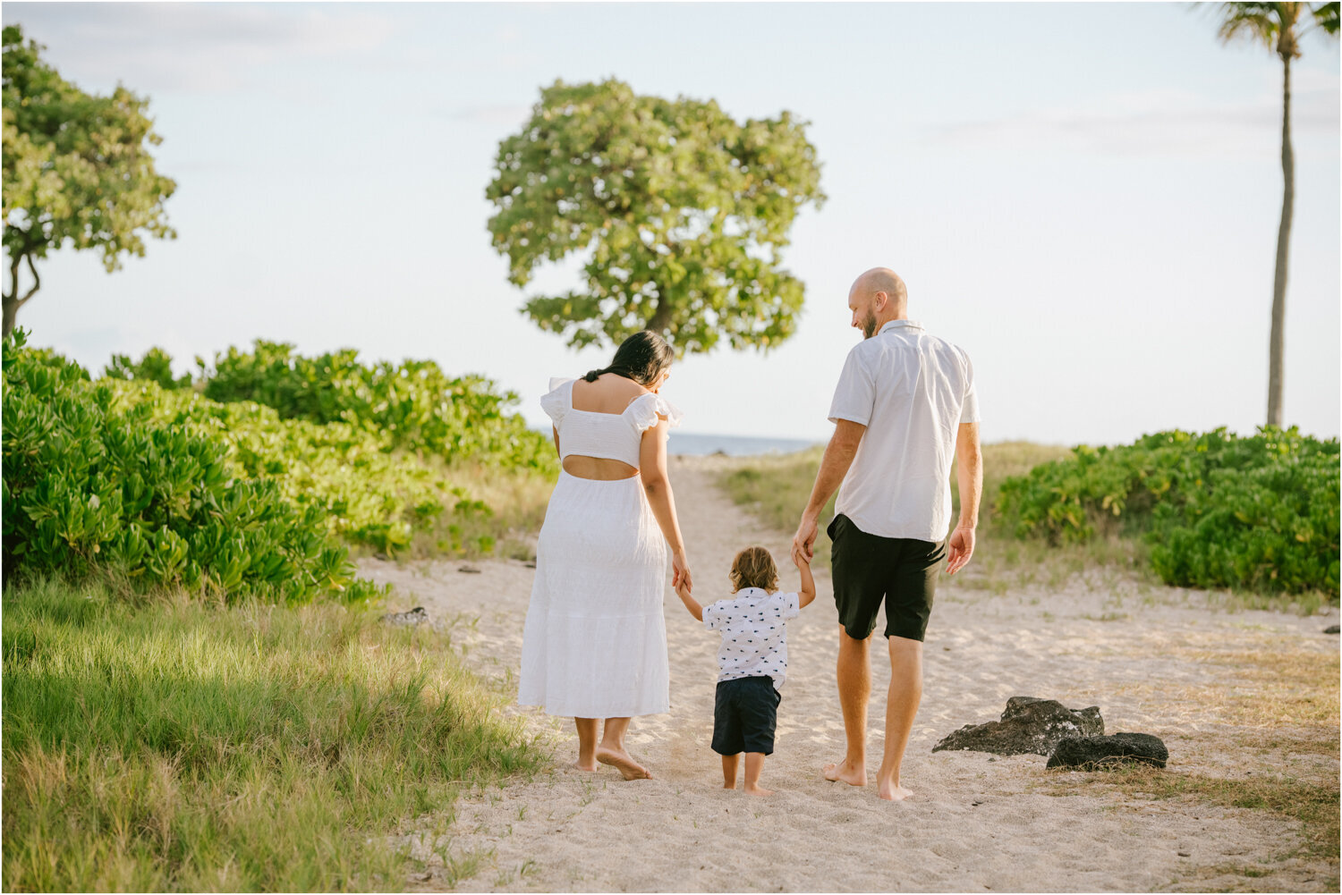 family walking on beach