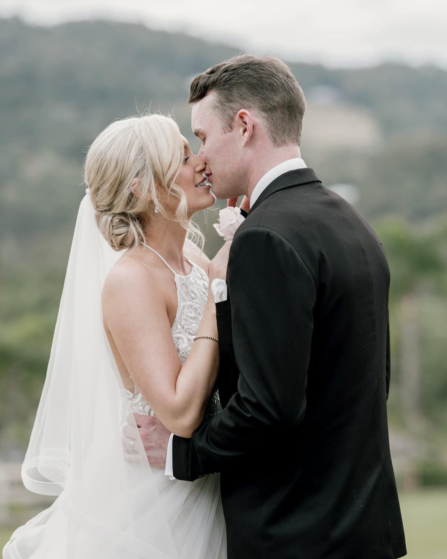 Bride and groom on their wedding day at Austinvilla Estate