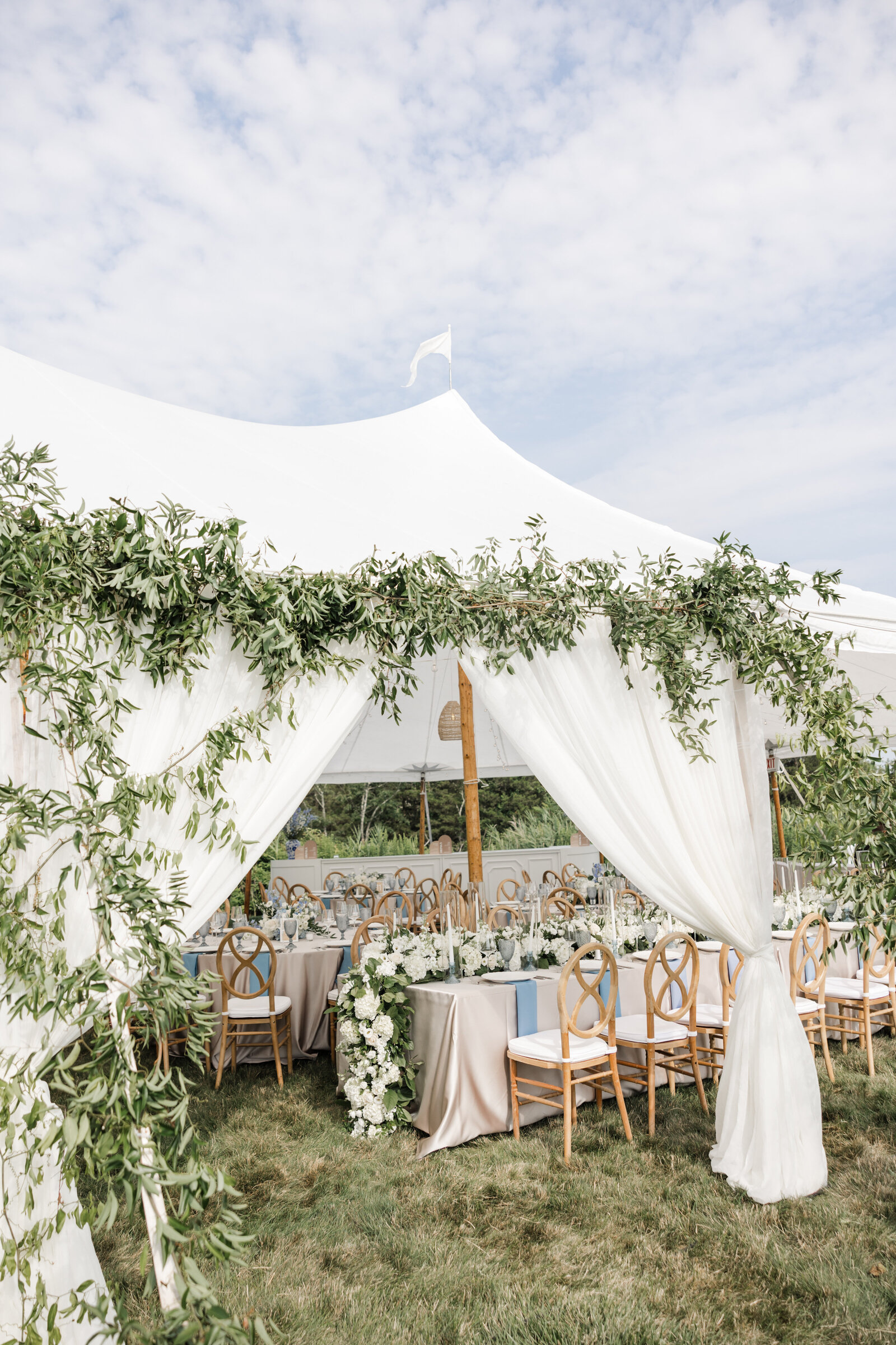 Wedding draping at Guilford Yacht Club