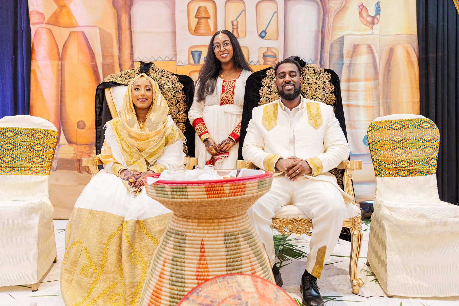 Bride-and-groom-on-wedding-stage