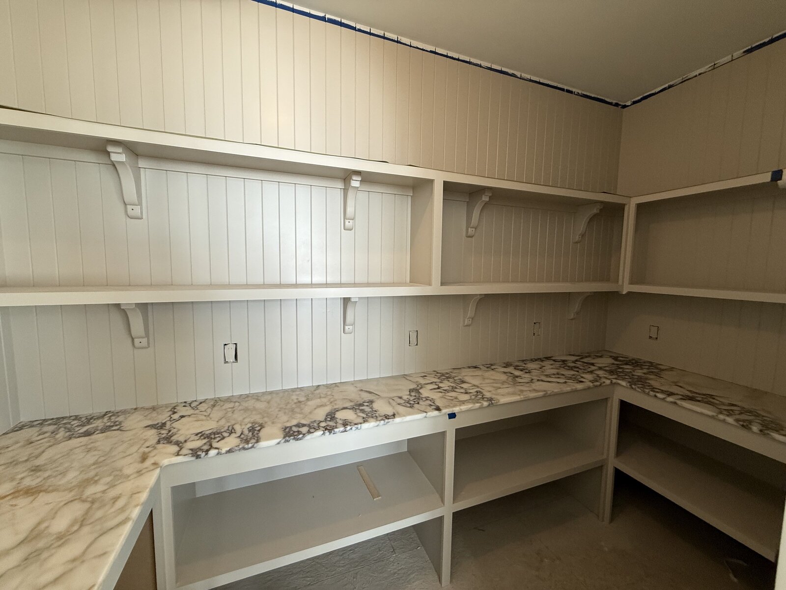 view into a pantry under construction