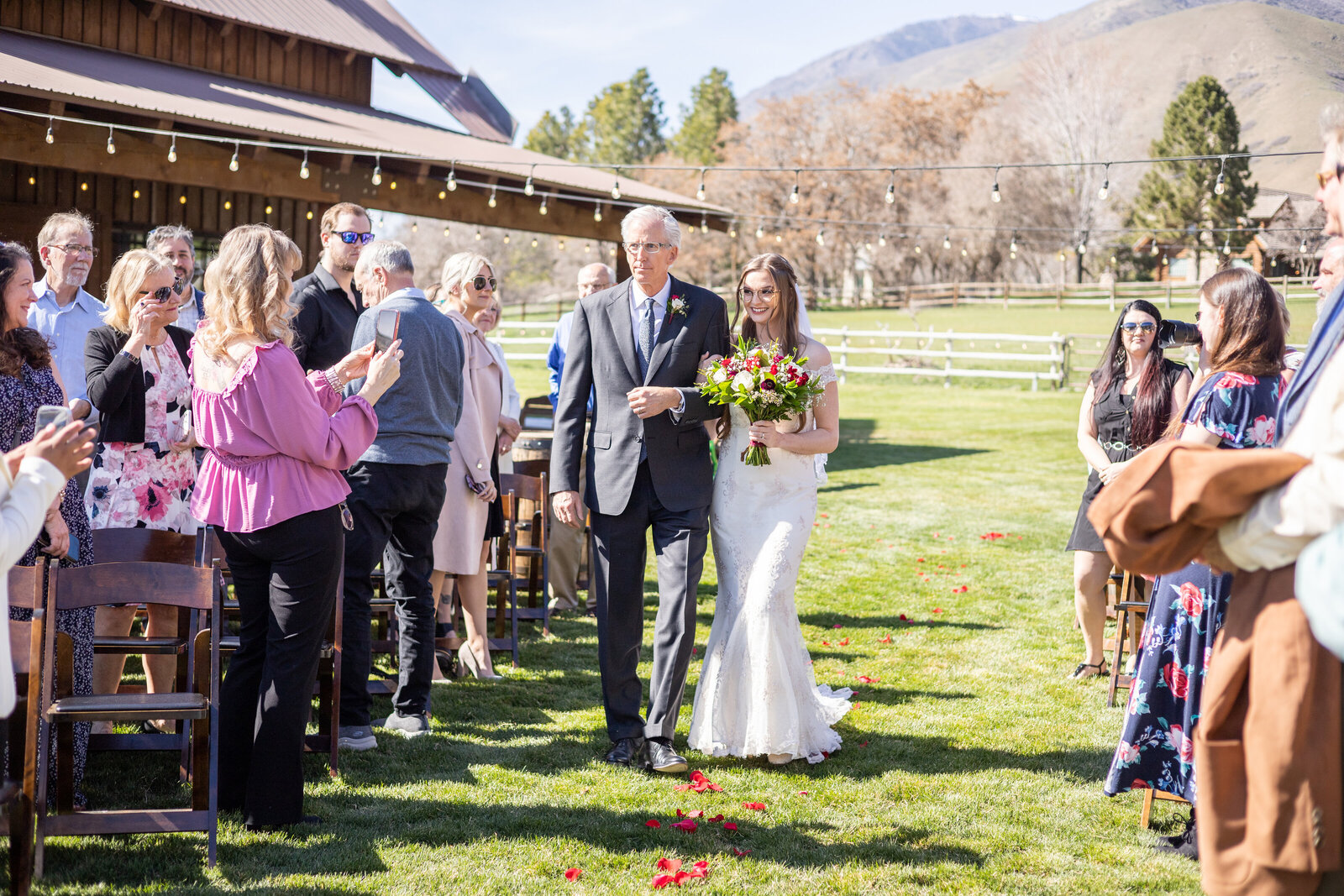 Bride walking down the aisle with her father