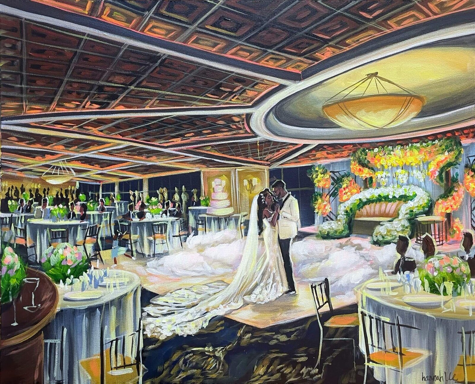 Live Wedding Painting reception at VIP country club. platinum celebration inc