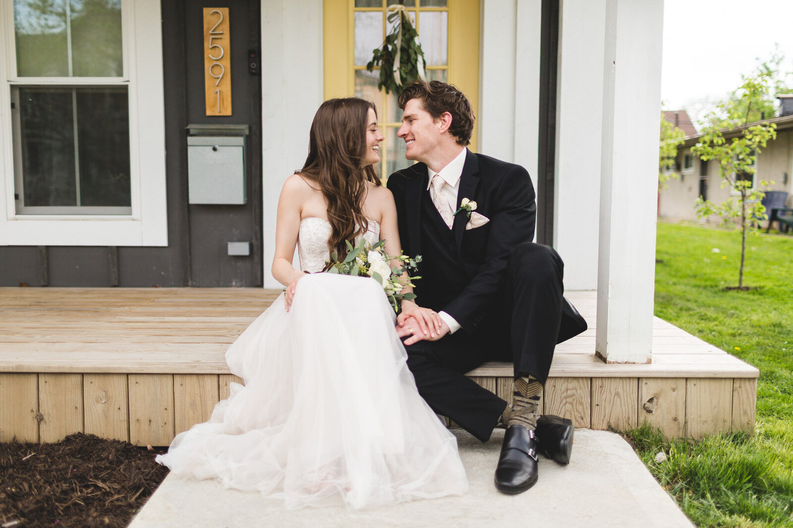 bride-groom-candid-portrait-at-home-wedding-ohio