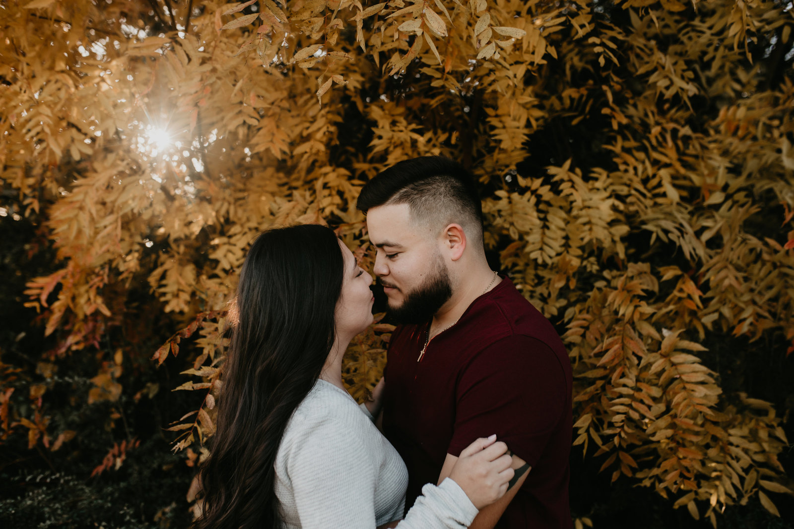 gorgeous fall engagement session at golden hour at white rock lake dallas texas