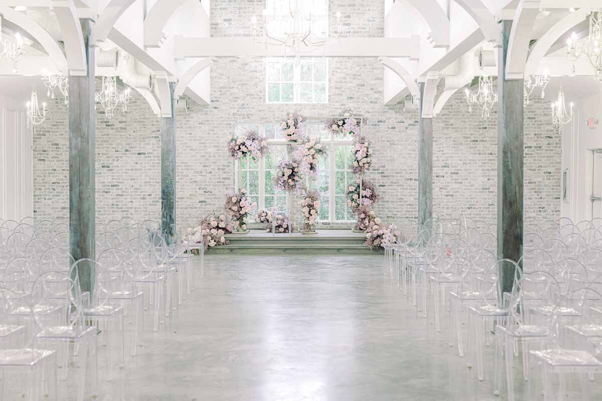 photo of luxury wedding venue with white brick