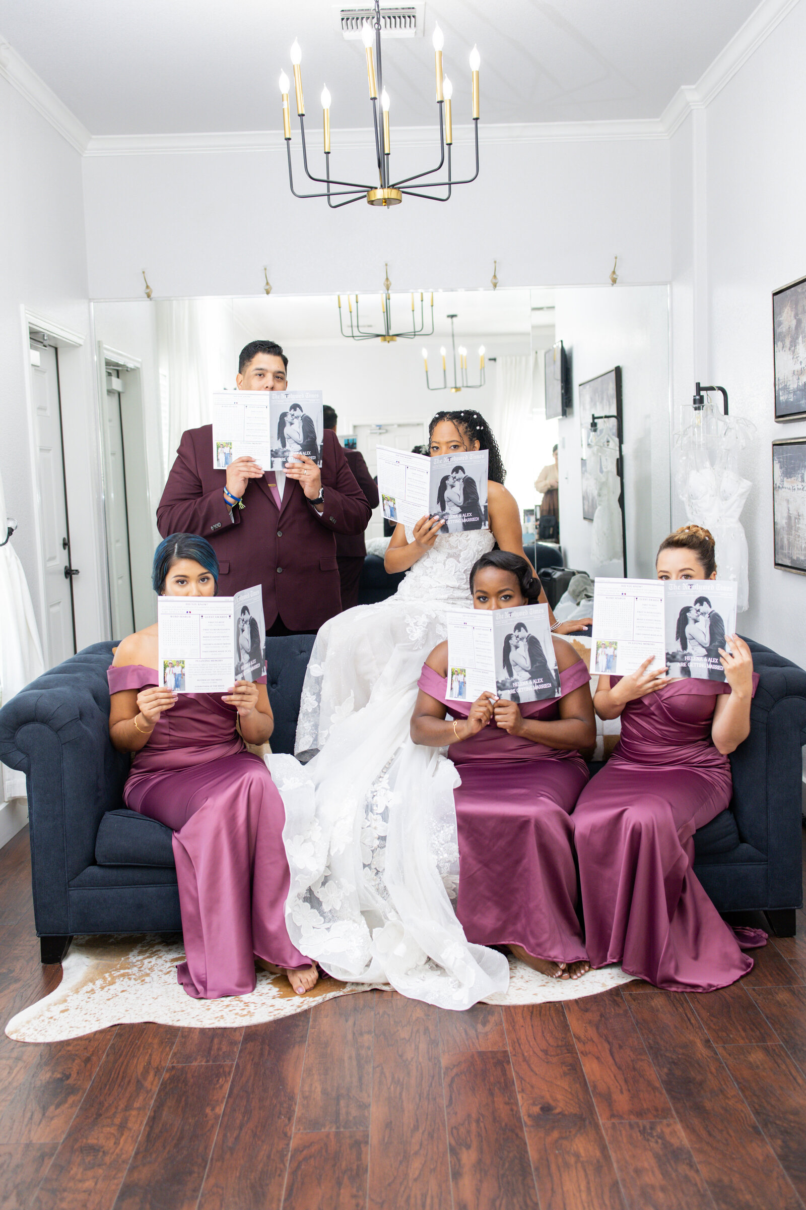 Fun bridesmaids and bride photography in bridal suite
