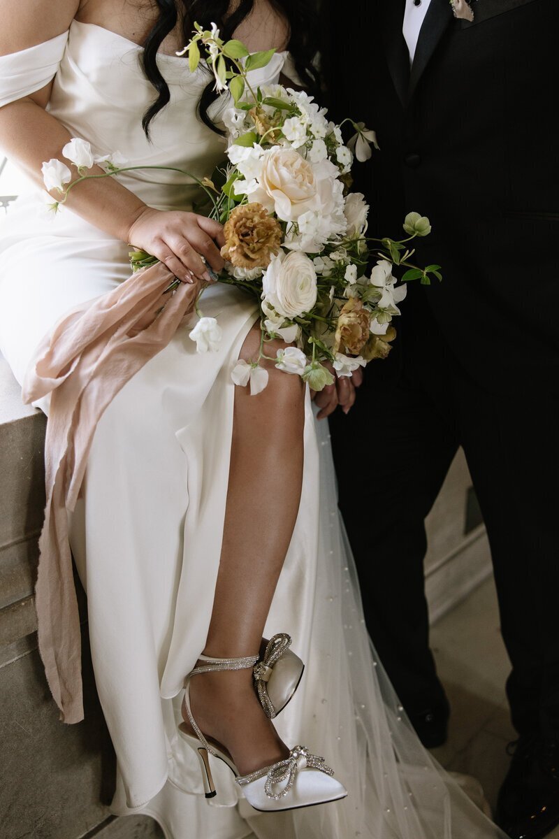 Bride and groom holding bouquet taken by best northern california wedding photographers