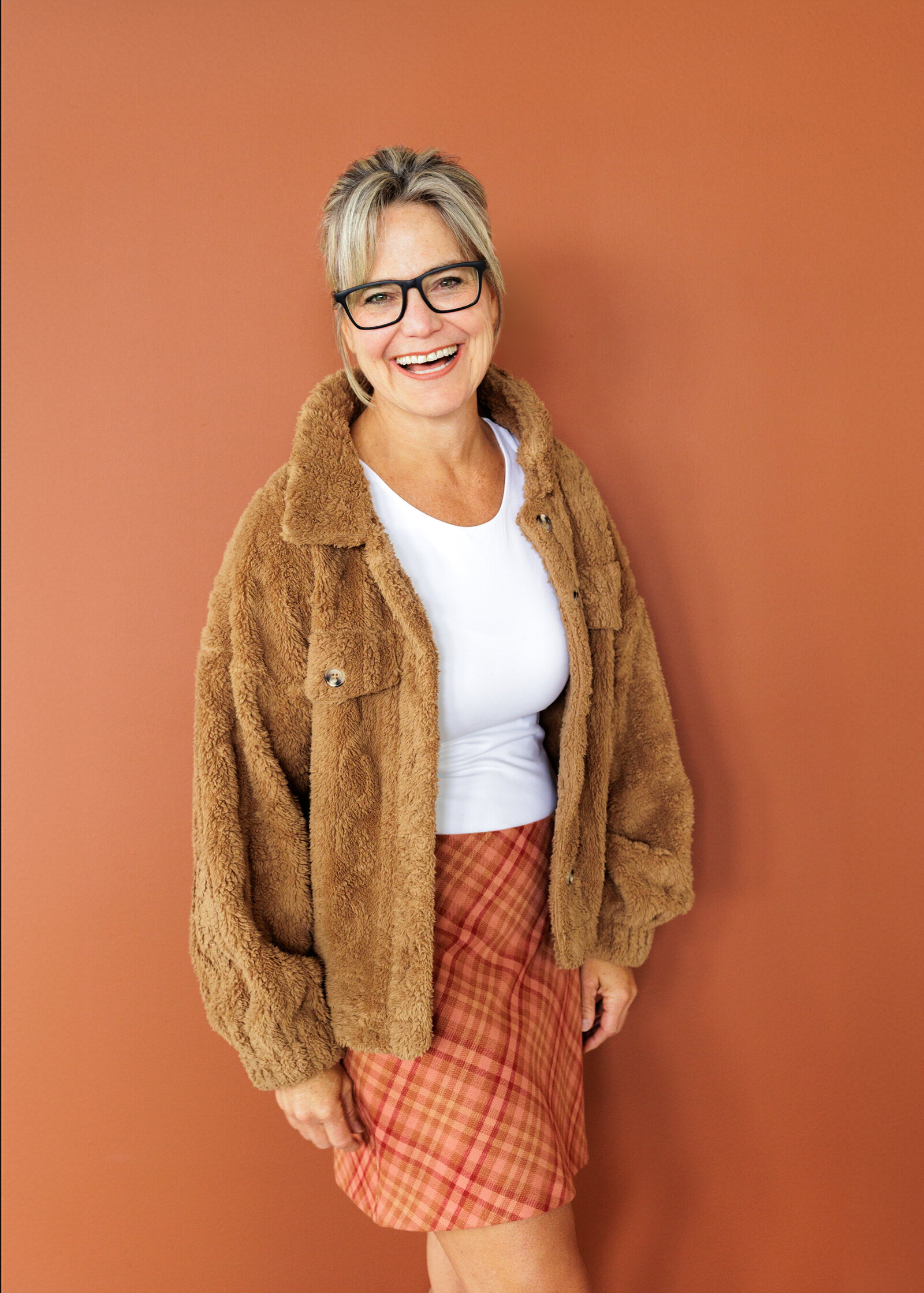 Personal branding headshot Autumn colors in studio for content shoot in Portland Oregon