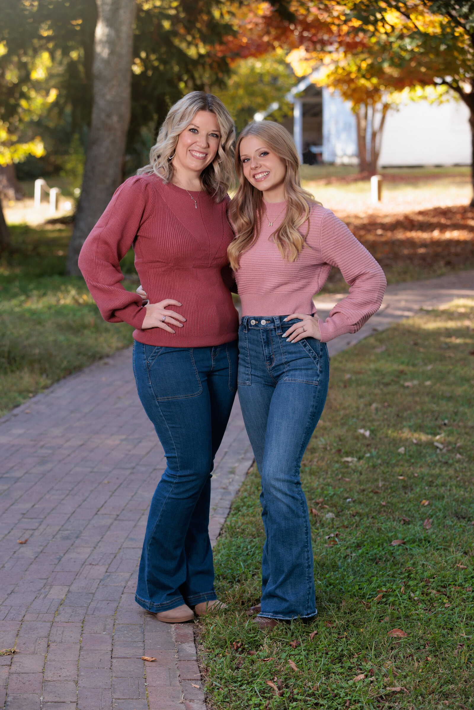 Mom and Daughter fall portrait at a farm in Raleigh NC.