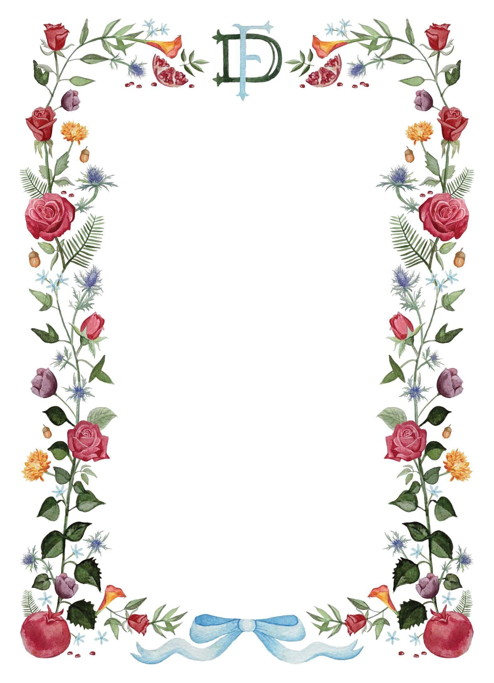floral-border-with-monogram-wedding-invitations