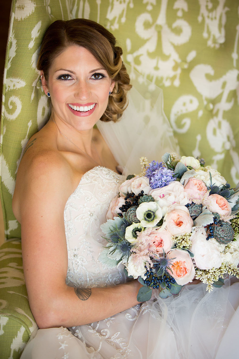 Bridal portrait with colorful background